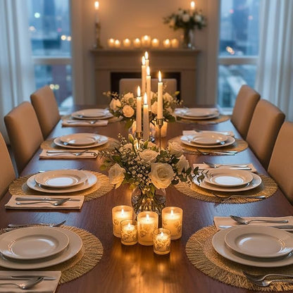 FAVE Set of 12 Round Gold Vinyl Placemats, Luxury Spiral Pattern for Formal Events, Restaurant, Parties, Birthdays (15 Inch,12PCS)