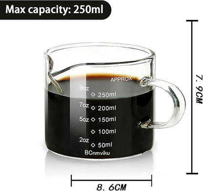 BCnmviku Espresso Cup Measuring Cup Triple Pitcher Milk Cup 250ML/8.5OZ - Image 3