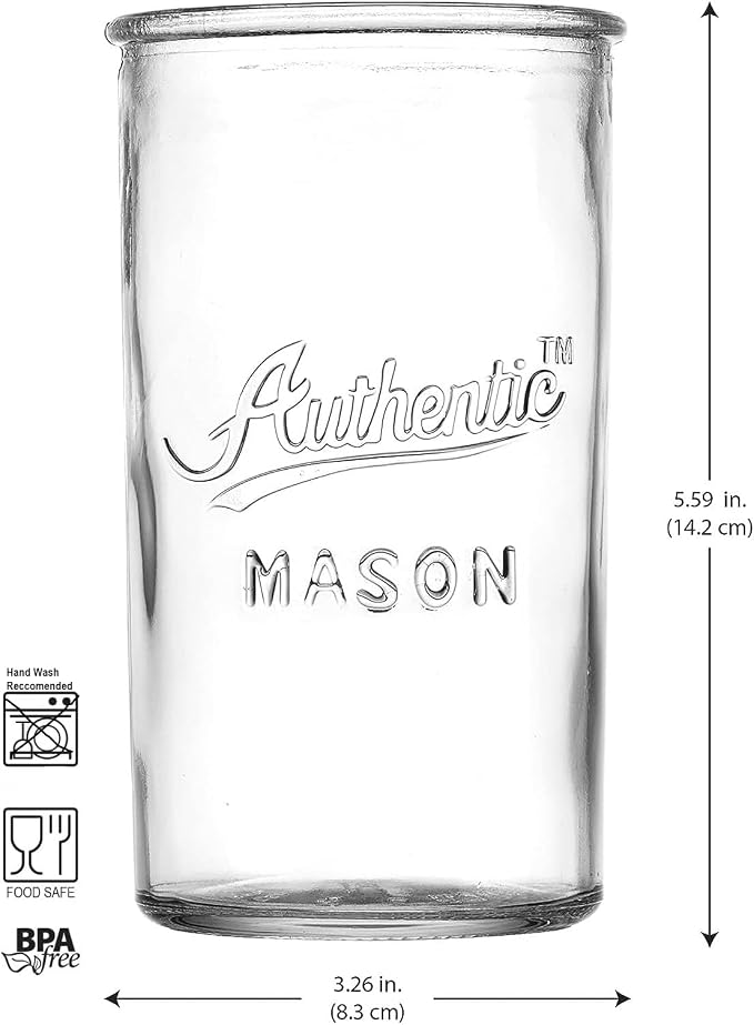 Glaver's Drinking Glasses – Set of 4 Authentic Mason Vintage Glassware – Clear - Image 2