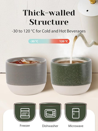 INGOFIN Ceramic Espresso Cup Set of 4-4.2 oz Espresso Cup - Image 3