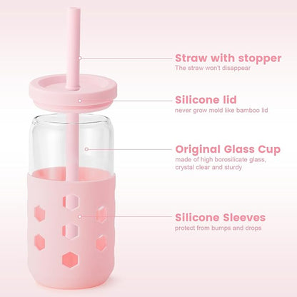 Mrsdry 16 oz Glass Cups with Lids and Straws - Image 2