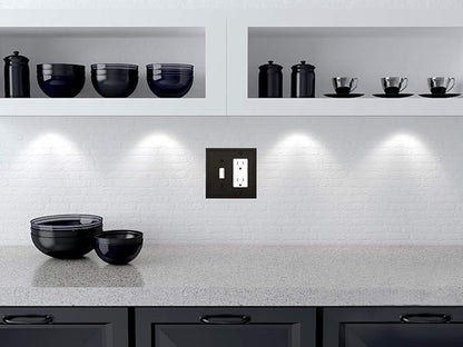 Henne Bery Modern Edge Decorative Wall Plate Switch Plate Outlet Cover, Durable Solid Zinc Alloy (Toggle/Decorator, Matte Black)