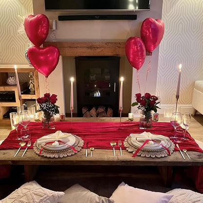 6 Pack Red Valentine's Day Cheesecloth Table Runner Gauze Table Runner 35x120 - Image 3