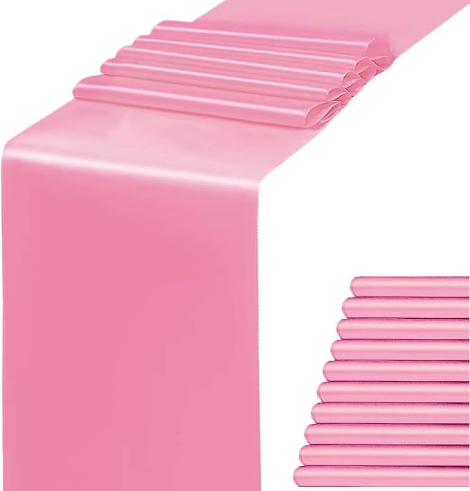 Pack of 10 Satin Pink Table Runners 12 x 108 Inches by WENSINL
