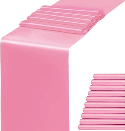 Pack of 10 Satin Pink Table Runners 12 x 108 Inches by WENSINL