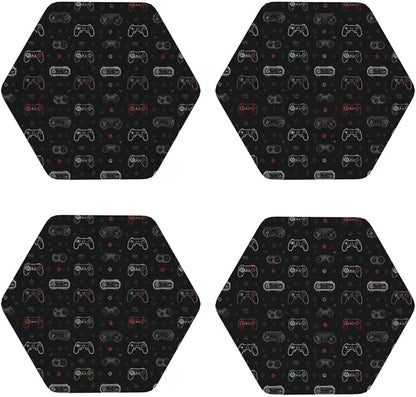 Retro Video Game for Leather Coasters Set of 4, Tabletop Protection Drink - Image 5