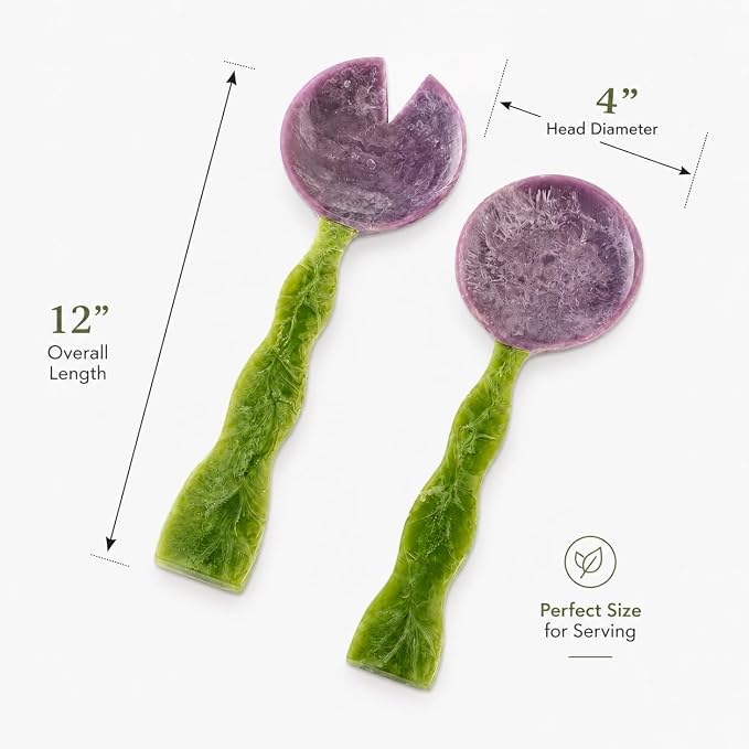 SS CRAFTS INDIA Premium Purple & Green Swirl Resin Salad Servers | Set of 2 - Image 4