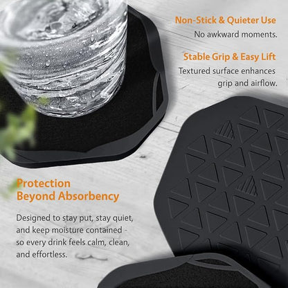 UMIRRO Absorbent Felt & Silicone Coasters Set of 6 - Image 5