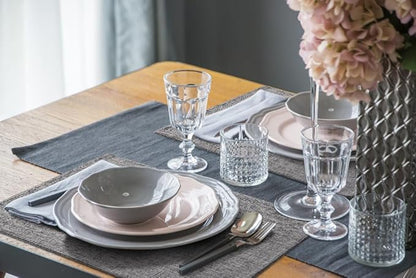 homing Cotton Linen Placemats Set of 4, Cloth Washable Farmhouse Dining Table Mats for Indoors & Outdoors, Easy to Clean, Dark Grey, 13 x 19 Inch