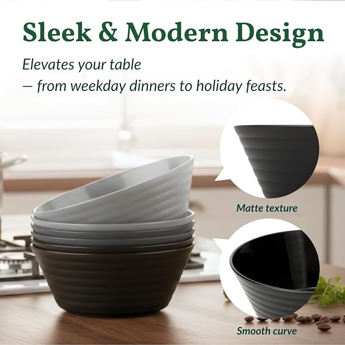 Wheat Straw Bowls 50 OZ, Reusable Unbreakable Large Cereal Bowls Soup Bowl Set - Image 5