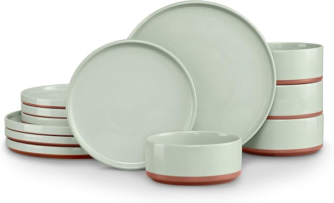 LIANYU 12 Piece Dinnerware Set for 4, Modern Style Stoneware Dinnerware Set | by LIANYU