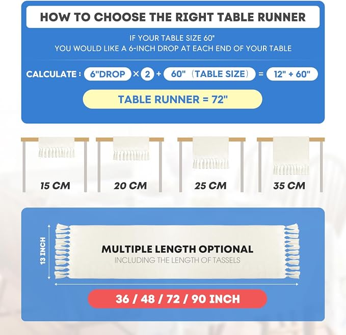 Artoid Mode Blush Pink Tassel Table Runner, Linen Blend Rustic Farmhouse Style - Image 6