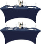 2-Pack 4ft Spandex Table Covers for Rectangular Folding Tables - Wrinkle Resistant Stretch Tight Table Cloths - Ultimate Fitted Table Protector for Parties, Banquet, and Wedding