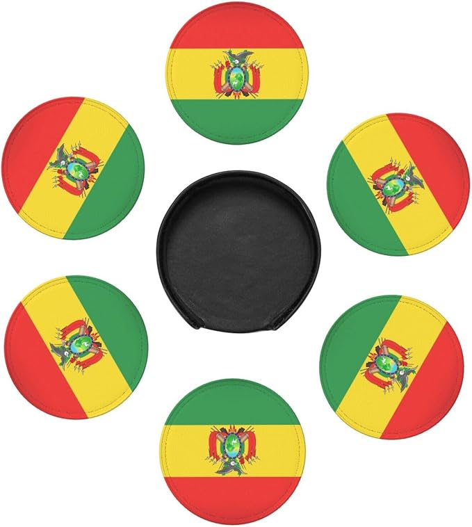 6 Pack Bolivia Flag Leather Coaster - Image 3