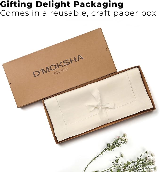 Signature Linen™ by D'Moksha Ivory Table Runner 48 Inches, 100% Pure Linen - Image 5
