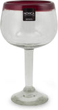 NOVICA Hand Blown Clear Red Recycled Glass Wine Glasses, 12 Oz 'Ruby Globe' by Novica