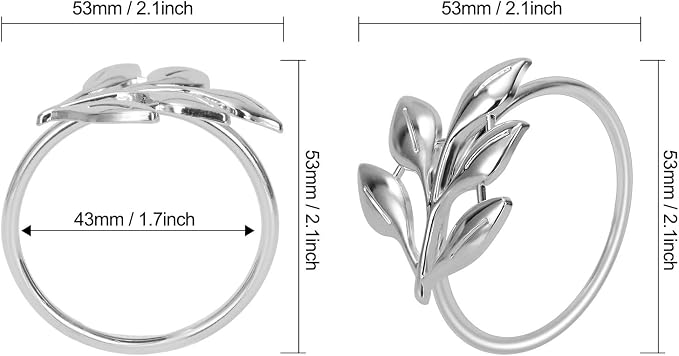 KPOSIYA Set of 12 Leaf Napkin Rings Metal Gold Napkin Holder Table Napkin Rings - Image 4