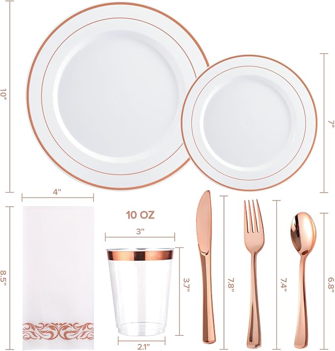 FOCUSLINE 175 Count Rose Gold Dinnerware Set - Image 2