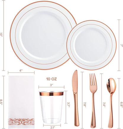 FOCUSLINE 175 Count Rose Gold Dinnerware Set - Image 2