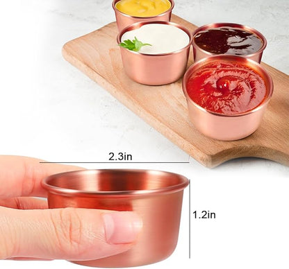 Ramekin Sauce Dipping Bowl Mini Sauce Cups Pudding Condiment Cups for Home Party Restaurant (Rose Gold 12PCS 60ml)