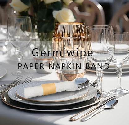Germiwipe 500 Pcs 1.5×4.25 Inch Kraft Paper Napkin Rings - Self Adhesive Silverware Wraps Bands for Party Wedding Catering Restaurant Home Dinner Decor
