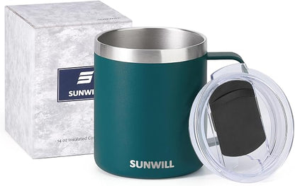 SUNWILL Travel Coffee Mug with Lid, Insulated Cup with Handle, 14 oz Stainless - Image 5