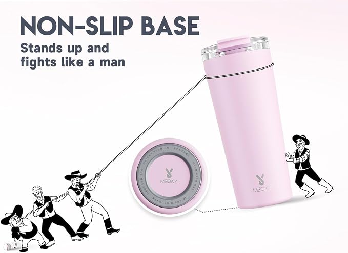 Meoky 24 oz Insulated Travel Coffee Mug: Leak Proof Lid, Blossom | Stainless - Image 8