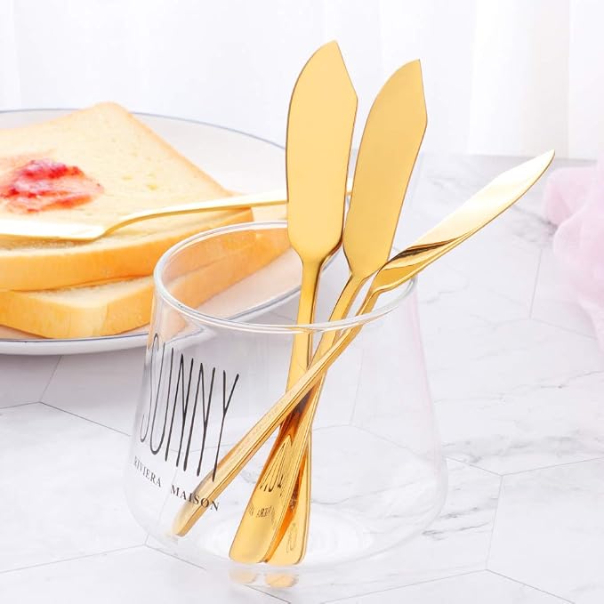Buyer Star Butter Knives, 18/10 Stainless Steel 6.10 Inch Gold Cheese Spreader - Image 7