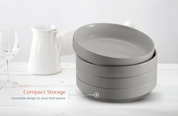 KooK Ceramic Large Pasta Bowls, Microwave and Dishwasher Safe, Shallow Serving - Image 5