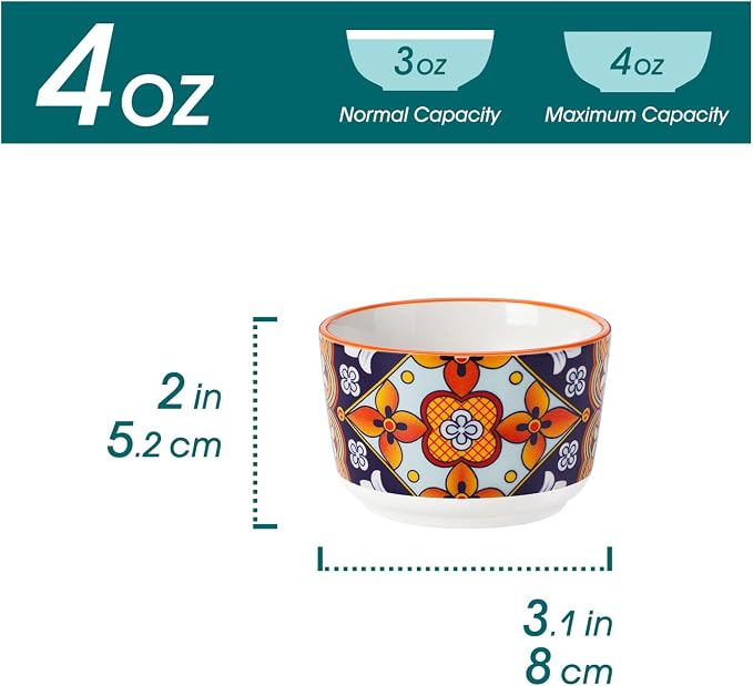 vancasso 4 Oz Ramekins Oven Safe Set of 6, Ceramic Baking Souffle Dishes | - Image 2