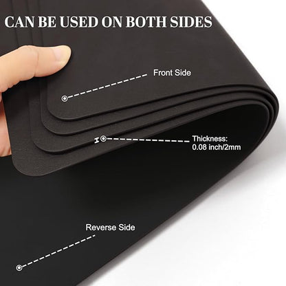 Faux Leather Placemats, Set of 4, 12''×17' Textures on Both Sides, Heat-Resistant, Waterproof and Oil-Proof, Reversible Place Mats for Kitchen, Dining Table, Outdoor-Coffee&Black