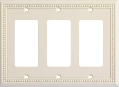 Henne Bery Sunken Pearls Heavy Duty Decorative Wall Plate Switch Plate Outlet Cover, Durable Solid Zinc Alloy (Triple Decorator, Light Almond)