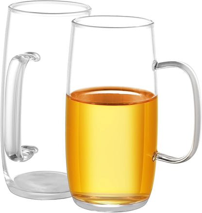 Glass Tea Cups Set of 2-13.5 Oz Clear Borosilicate Teacups by GURUDAR