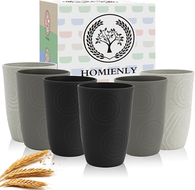 Homienly Drinking Glasses 16oz Wheat Straw Cups-Stackable and Reusable Cups by HOMIENLY