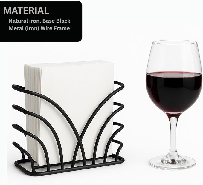 Napkin Holder for Table Countertop, Modern Decorative Sturdy Iron Black Metal - Image 5