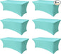 Fitted Stretch Table Cover for 6 foot Rectangle Tables-6 Pack Aqua Blue Spandex Tablecloth-Elastic Folding Tablecloths for Party, Vendor Booth Display, Banquet Buffet Event, Craft Trade Show