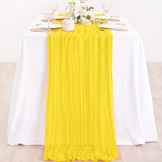 Yellow Guaze Cheesecloth Table Runner Rustic Table Decor 10ft | Lightweight - Image 3