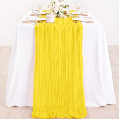 Yellow Guaze Cheesecloth Table Runner Rustic Table Decor 10ft | Lightweight - Image 3