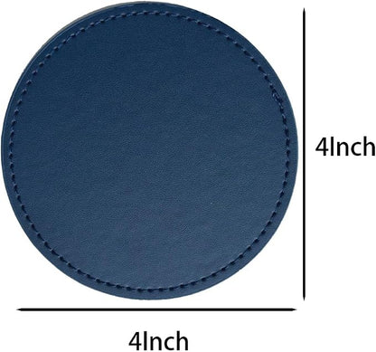 Set of 6 Leather Coasters, Round Coasters - Image 6