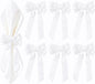 White Velvet Bow Napkin Rings Set of 6 Luxury Soft Velvet Napkin Holders, Elegant Bow Design for Christmas Holiday Dinner Wedding Party Table Decor
