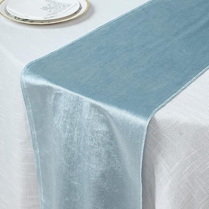 Balsa Circle 10 pcs 12x108-Inch Dusty Blue Premium Velvet Table Runners - Image 4