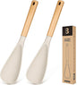Cooking Spoon for Nonstick Cookwares, Great for Cooking and Serving Sturdy BPA-Free Matte Silicone, Wood Handle Spoon for Mixing, Scoop, and Scrape (2 Pack of Khaki, 13.4 inch)