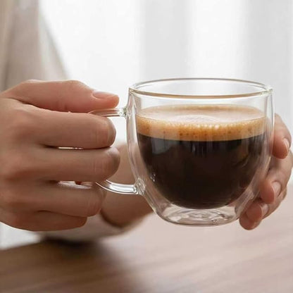 Espresso Cups Set Of 2, Double Walled Glass Coffee Mugs - Image 2