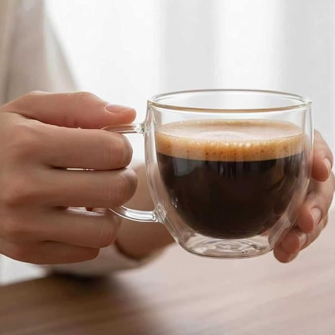 Espresso Cups Set Of 2, Double Walled Glass Coffee Mugs - Image 2