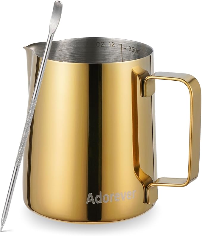 Milk Frothing Pitcher, 350ml Steaming Pitchers Stainless Steel Milk Coffee by Adorever