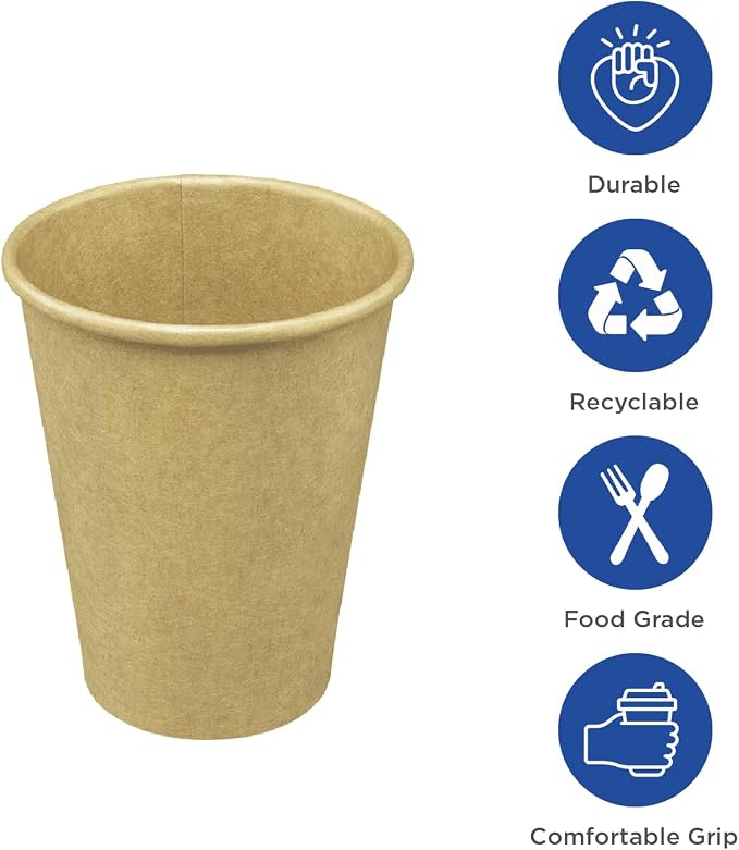 Karat 8 oz Coffee Cups, Kraft Disposable Paper Hot Cups, 1000ct | C-K508K - Image 2