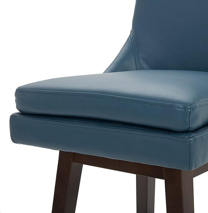 CHITA Counter Height Swivel Barstool with Back Set of 2, FSC Certified Upholstered Faux Leather Swivel Bar Stool, 26.8" H Seat Height, PU Leather in Dark Blue