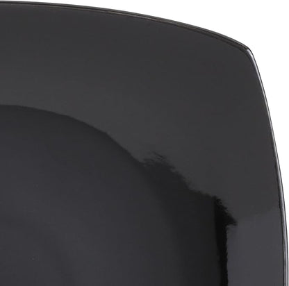 Gibson Elite Soho Lounge Square Reactive Glaze Stoneware Dinnerware Set, Service for 4 (16pc), Black