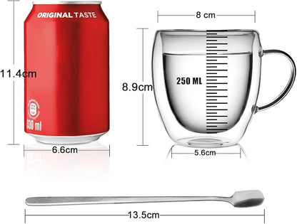 LIBWYS 4 Pack Double Walled Coffee Cups Glasses Mug, 8.5oz Borosilicate | - Image 4