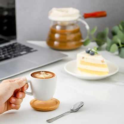 HASENSE 3 Ounce Espresso Cups and Saucers Set of 6, Demitasse Cups - Image 6